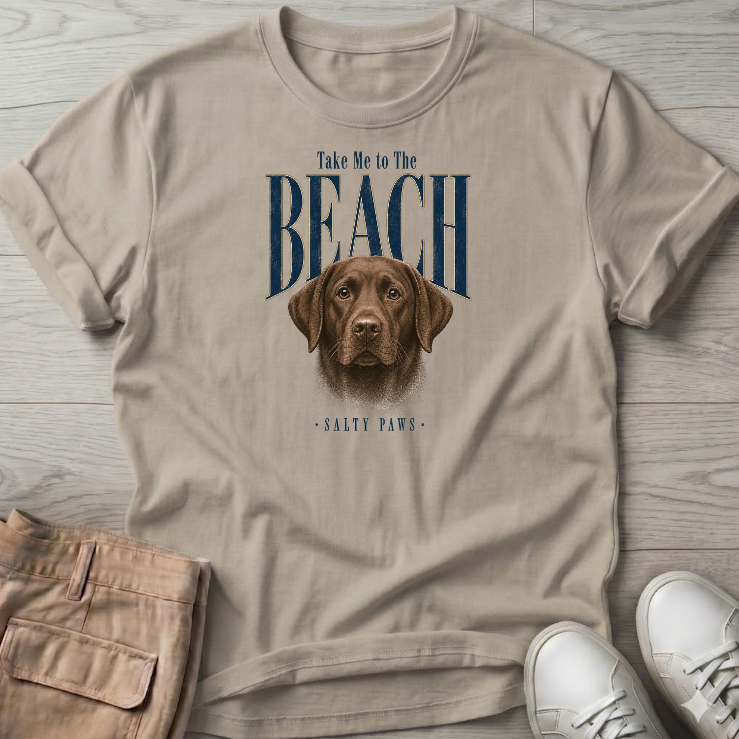 Chocolate Labrador Take me to the Beach Dog T-Shirt