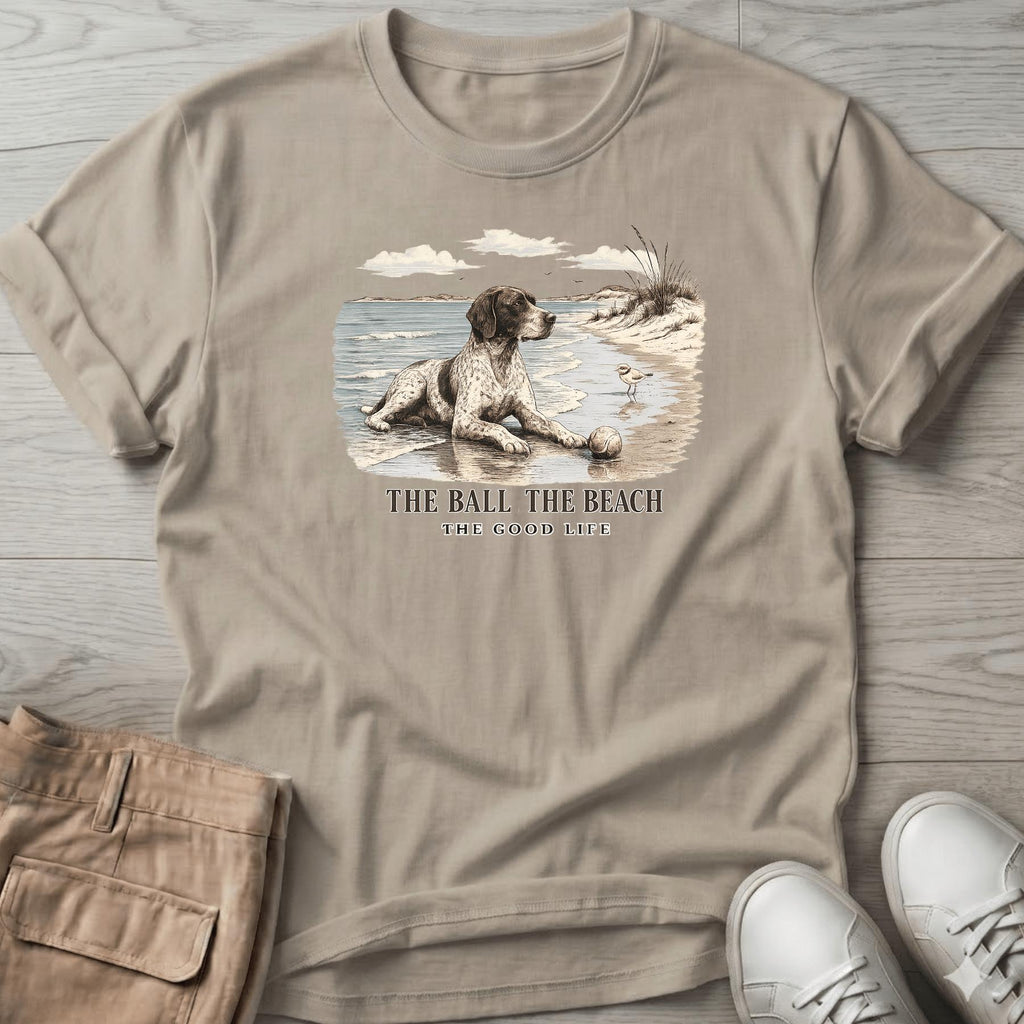 Ball Beach & Shorthair Pointer Dog T-Shirt