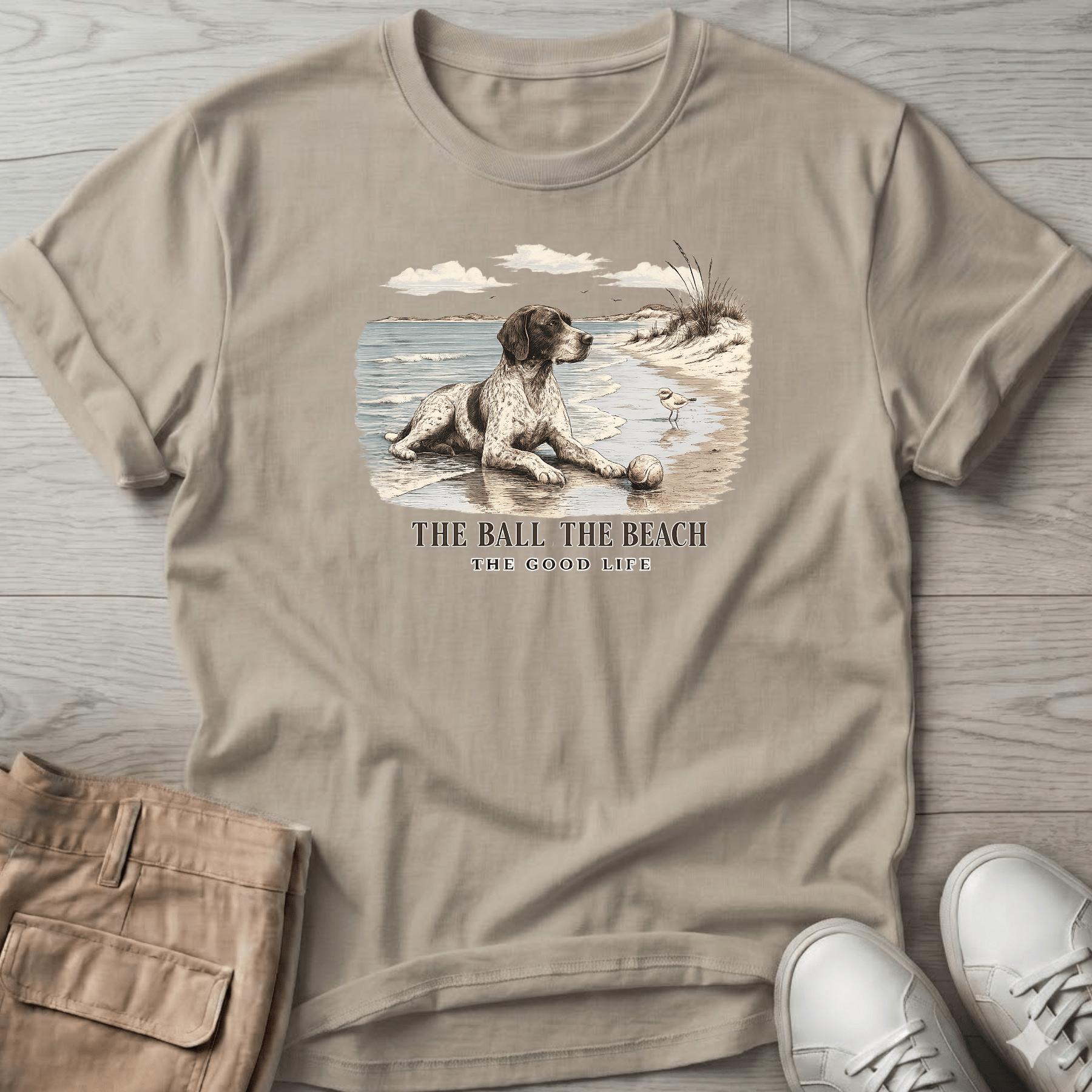 Ball Beach & Shorthair Pointer Dog T-Shirt