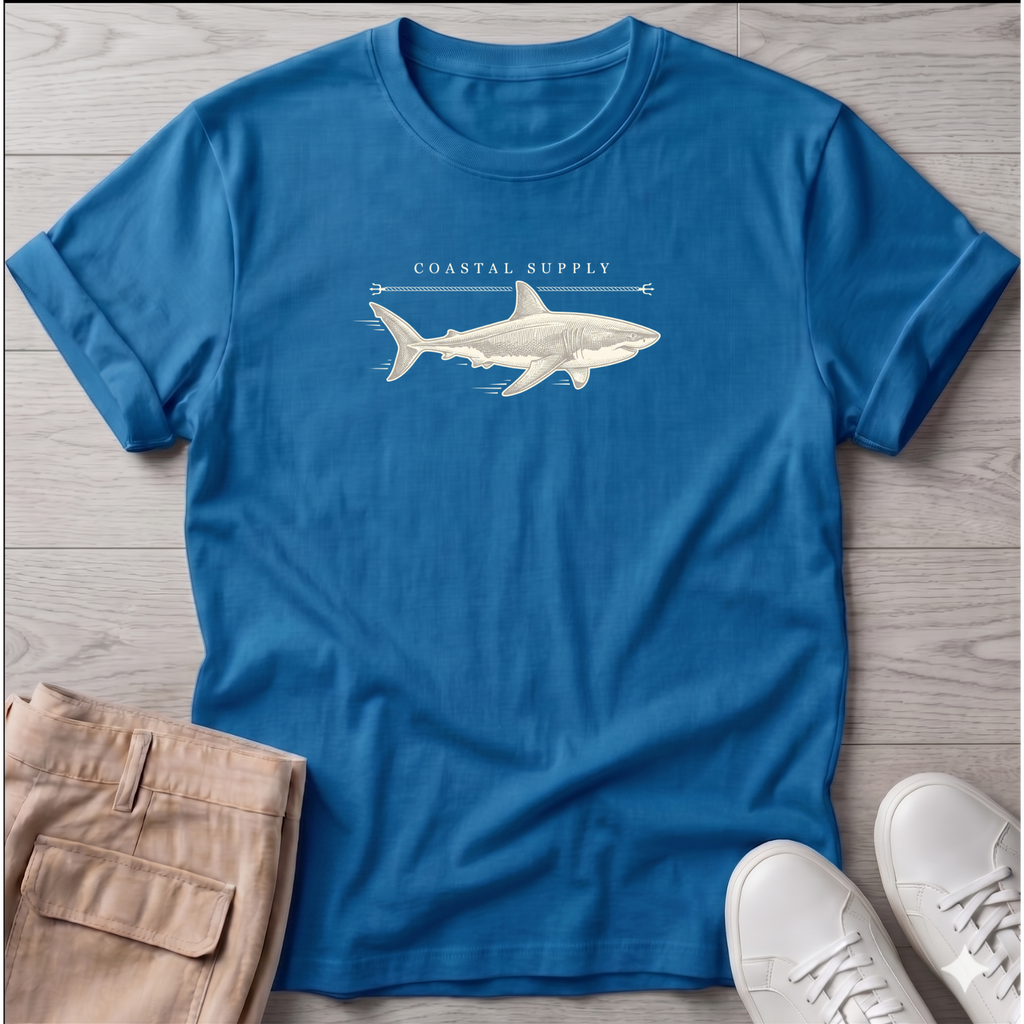 Coastal Shark T-Shirt — Beach Line Art Tee