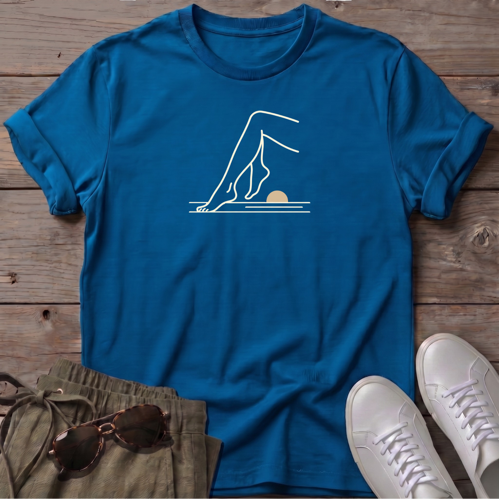 Legs Dog Beach Ocean Line Art Tee