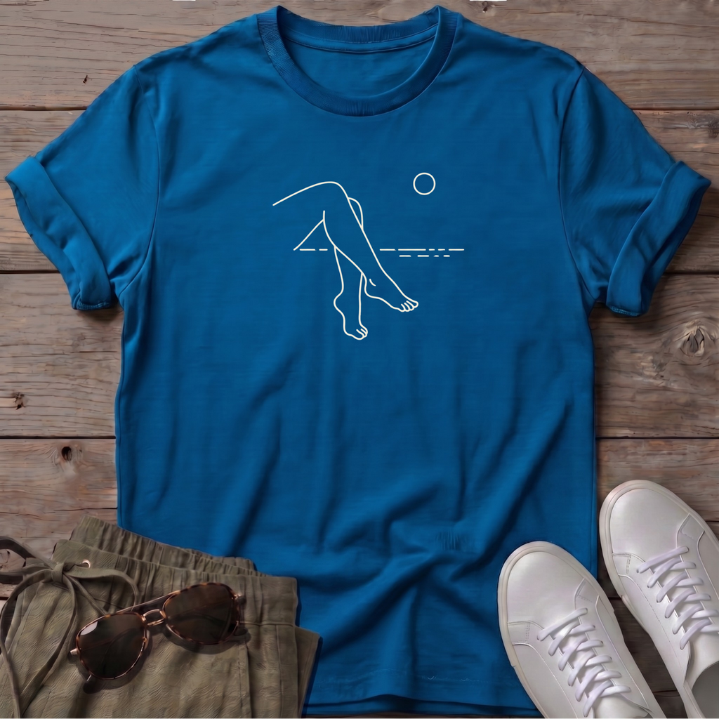 Legs 2 Dog Beach Ocean Line Art Tee