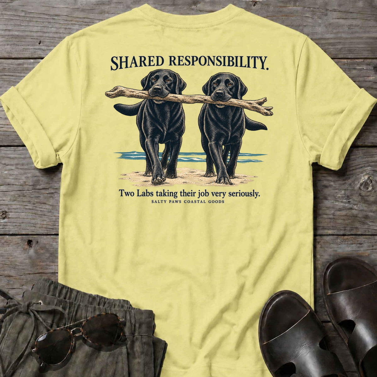 Shared Responsibility Back Design T-Shirt in Cornsilk