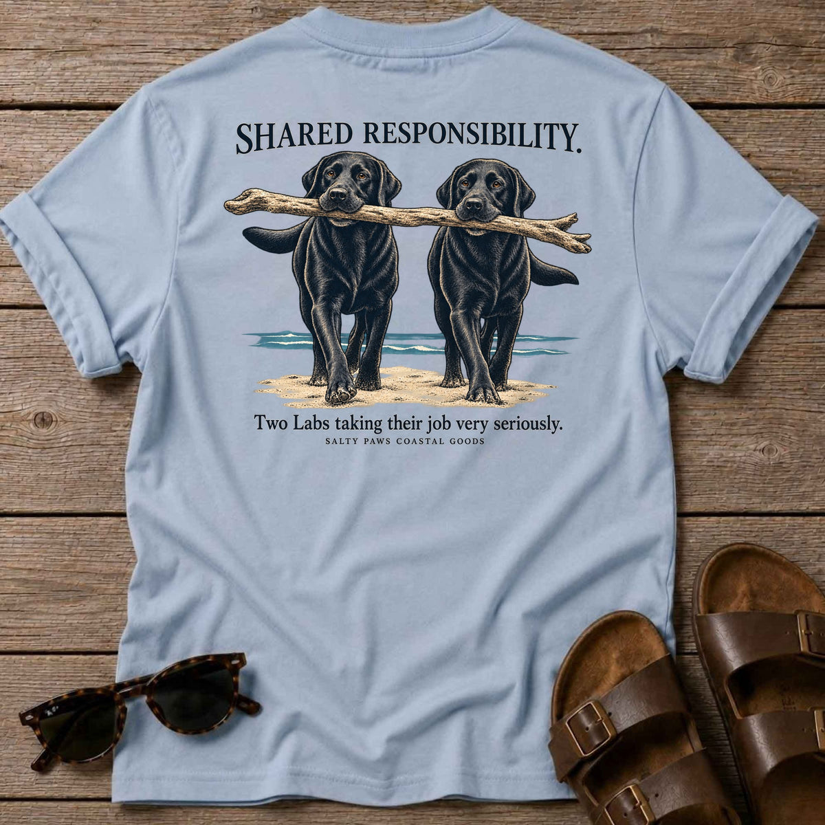 Shared Responsibility Back Design T-Shirt in Light Blue