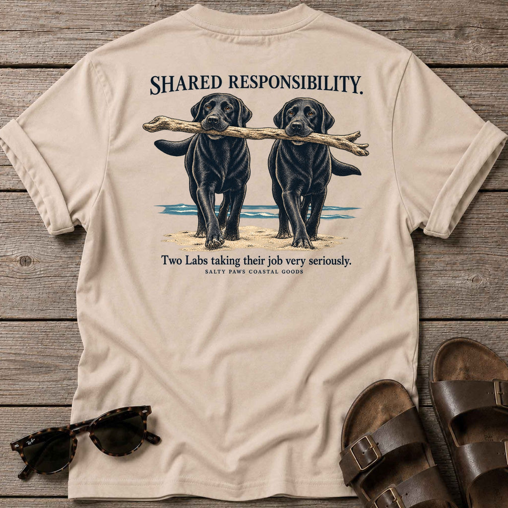 Shared Responsibility Back Design T-Shirt in Sand