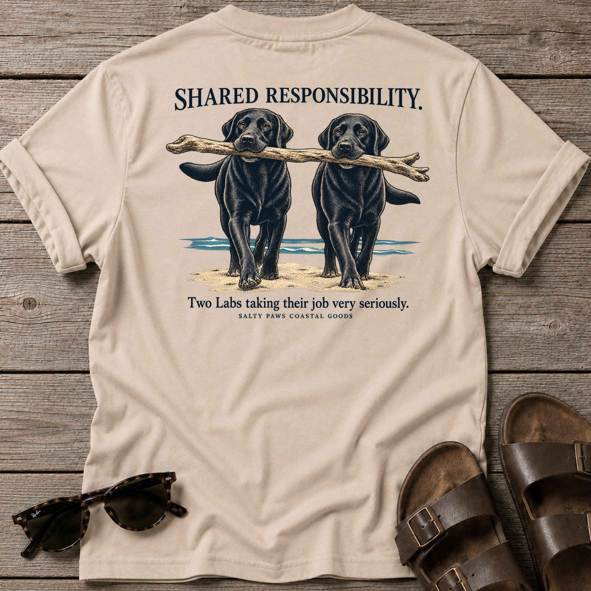 Shared Responsibility Back Design T-Shirt in Sand