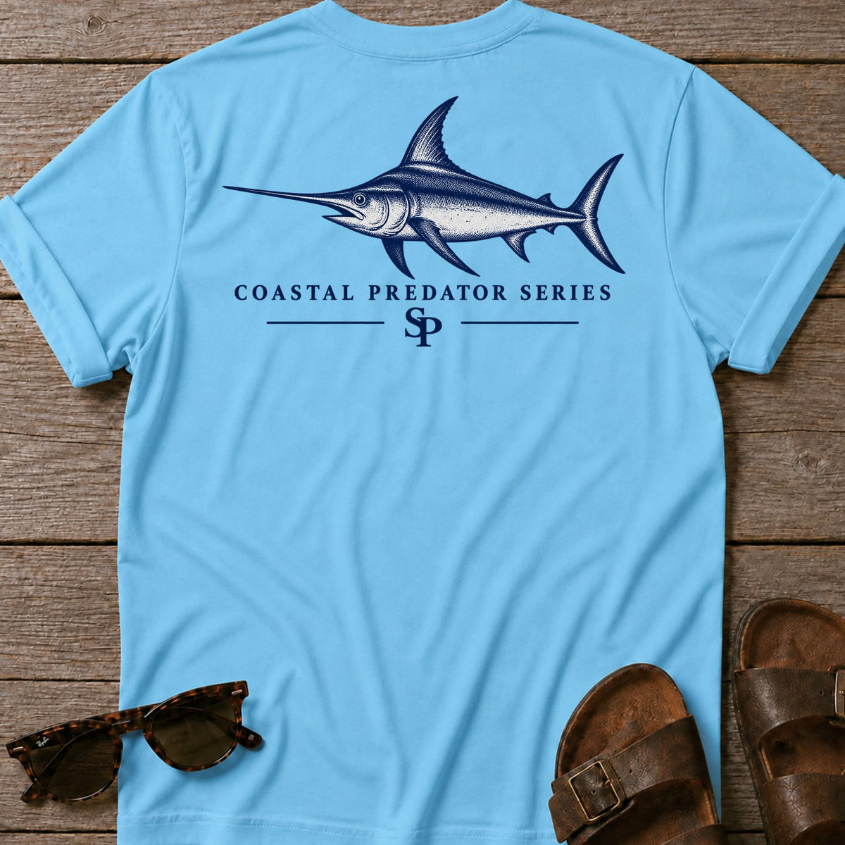 Swordfish Coastal Predator T-Shirt in Sky, Salty Paws coastal t-shirt