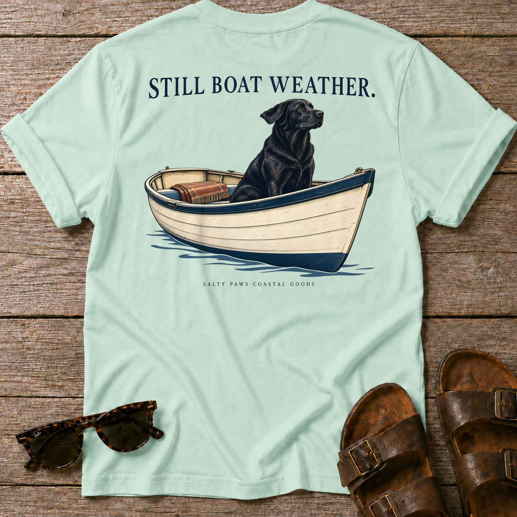 Still Boat Weather Back Design T-Shirt in Mint Green