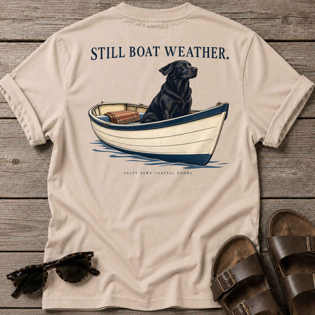 Still Boat Weather Back Design T-Shirt in Sand