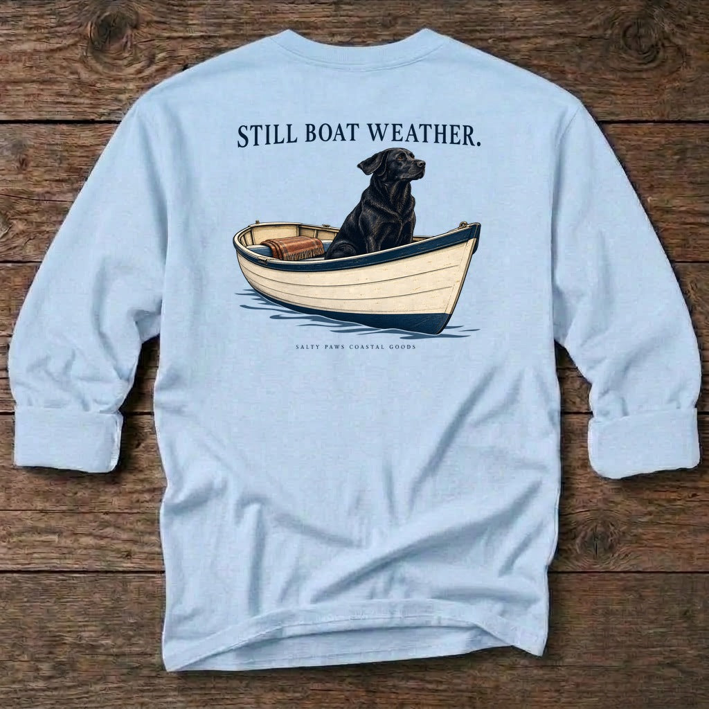 Still Boat Weather Back Design long sleeve in Light Blue