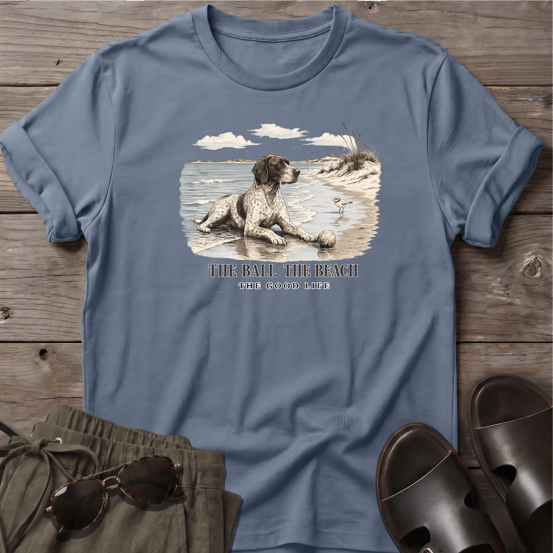 Ball Beach & Shorthair Pointer Dog T-Shirt