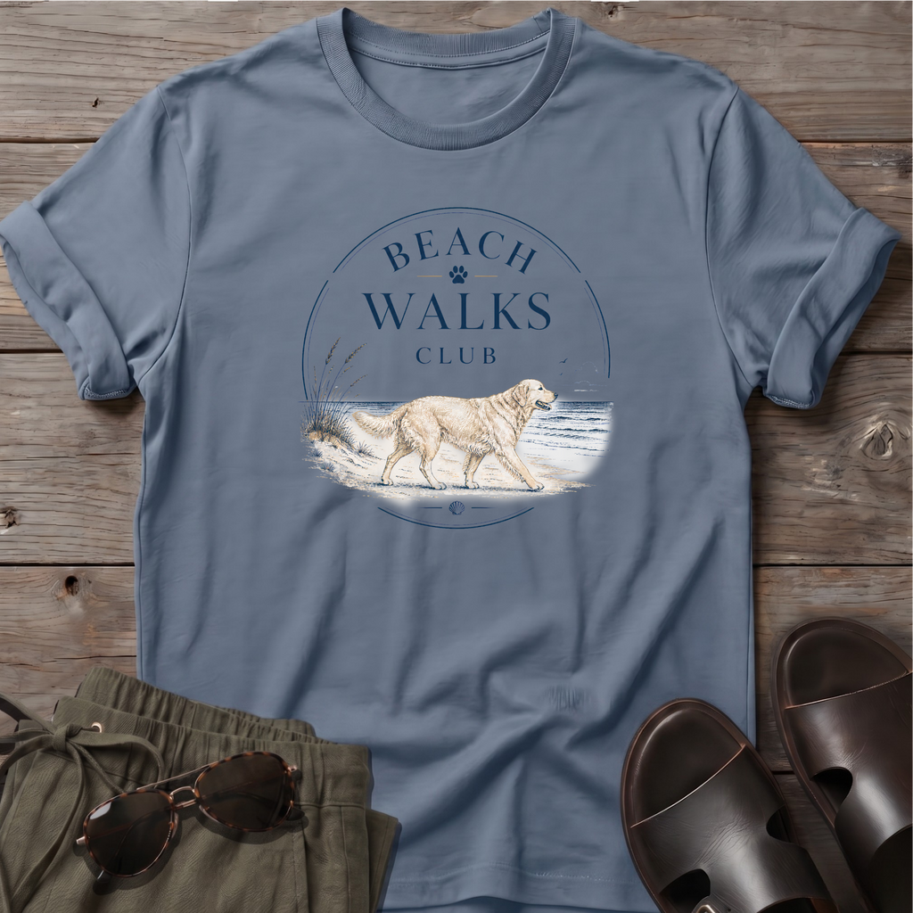 Beach Walk Golden Retriever T-Shirt