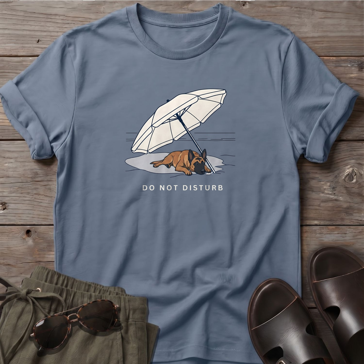 Do Not Disturb Belgian Malinois T-Shirt in Stone Blue
