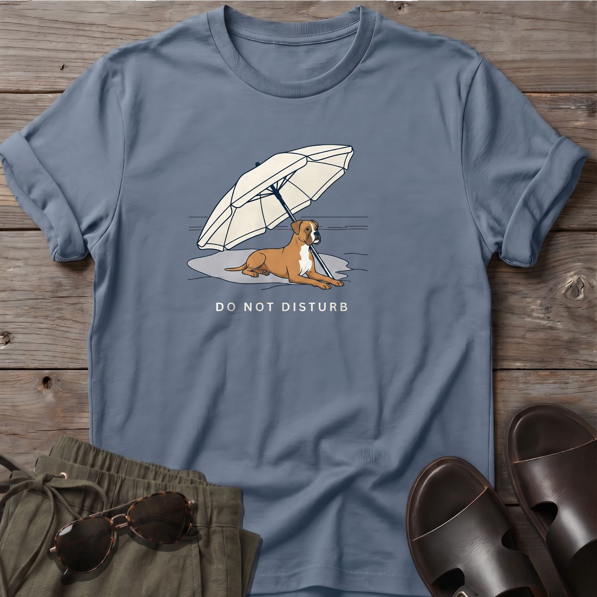 Do Not Disturb Boxer T-Shirt in Stone Blue