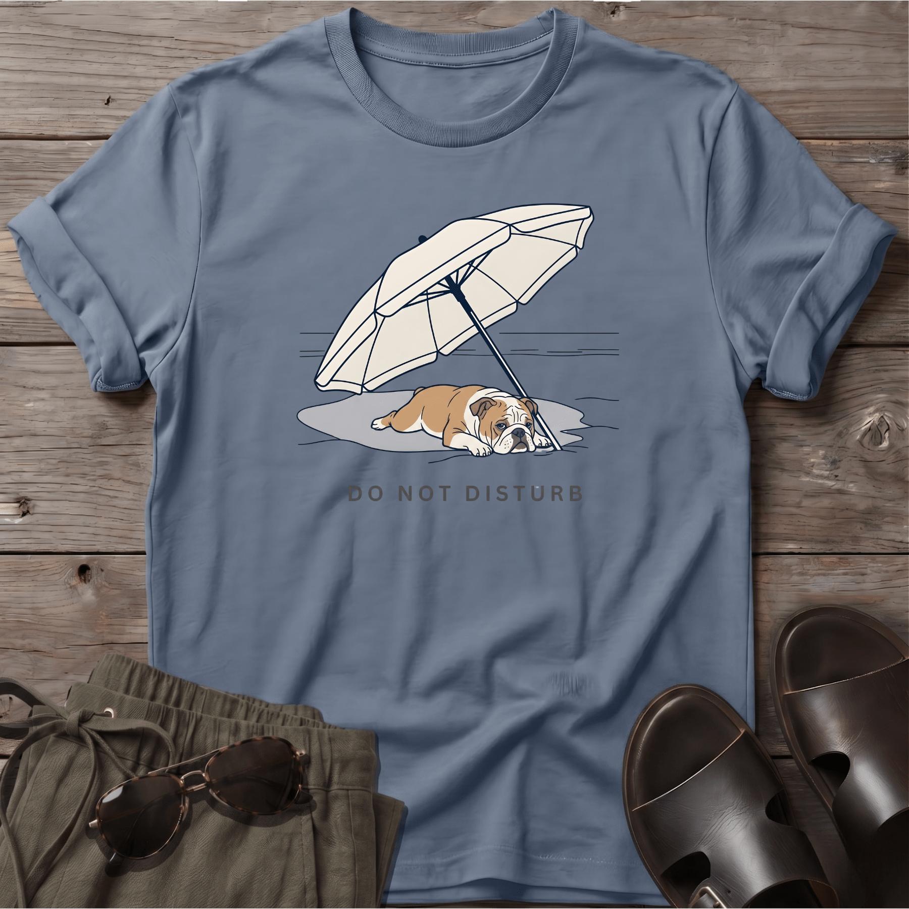 English Bulldog DO NOT DISTURB T-Shirt — Dog Beach Line Art Tee - dog lover coastal t-shirt, Salty Paws
