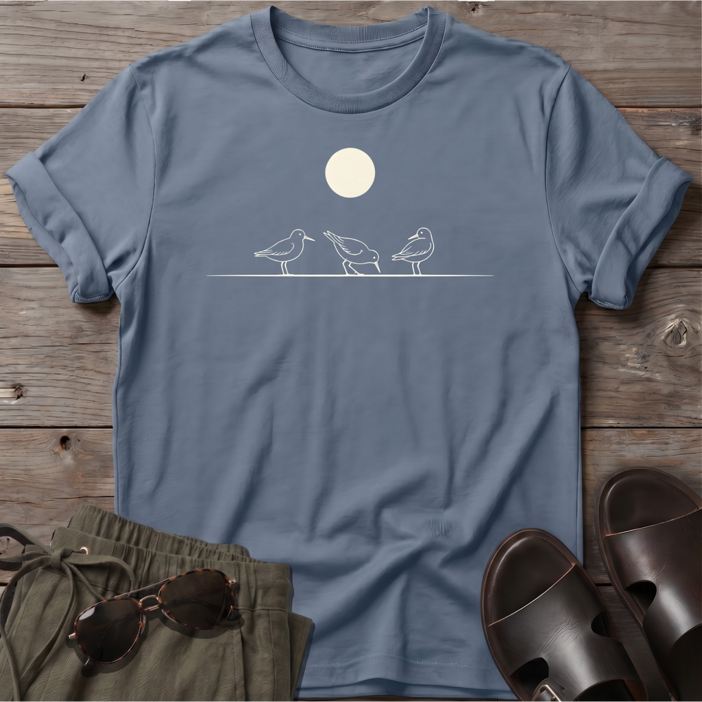 3 Shorebirds Moon T-Shirt – Beach Lover Coastal Apparel Tee