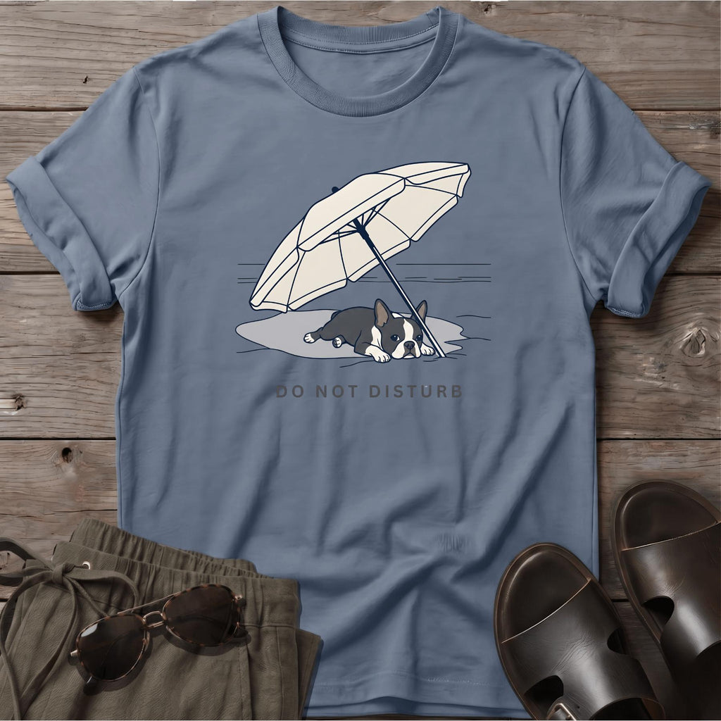 Boston Terrier DO NOT DISTURB T-Shirt — Dog Beach Line Art Tee - dog lover coastal t-shirt, Salty Paws