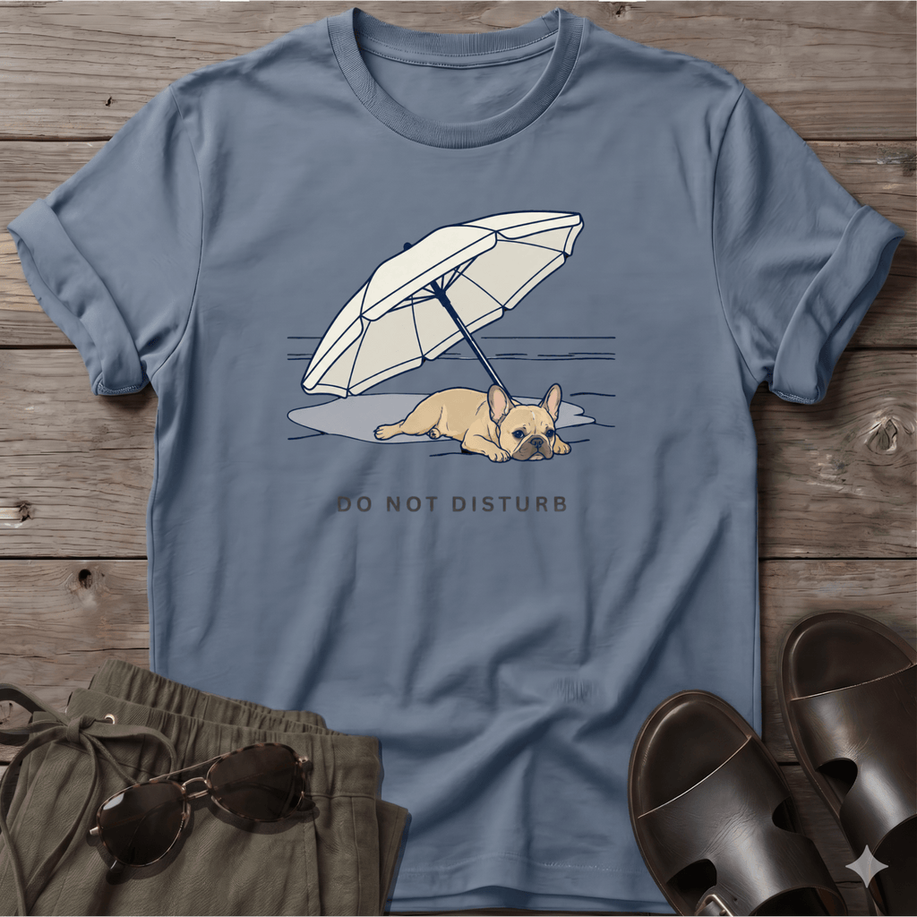 Frenchie DO NOT DISTURB T-Shirt — Dog Beach Line Art Tee - dog lover coastal t-shirt, Salty Paws