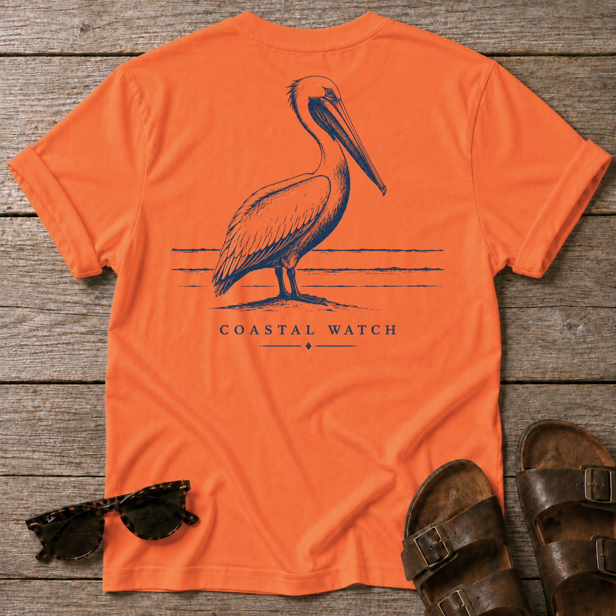Coastal Watch Pelican BACK DESIGN T-Shirt