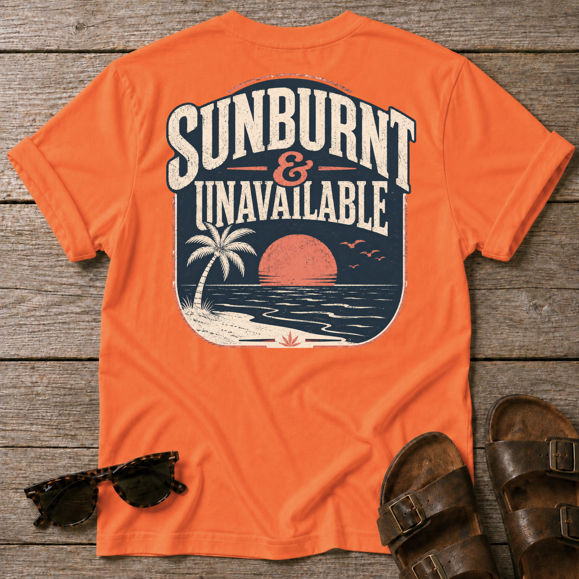 Sunburnt and Unavailable BACK DESIGN T-Shirt — Art Tee