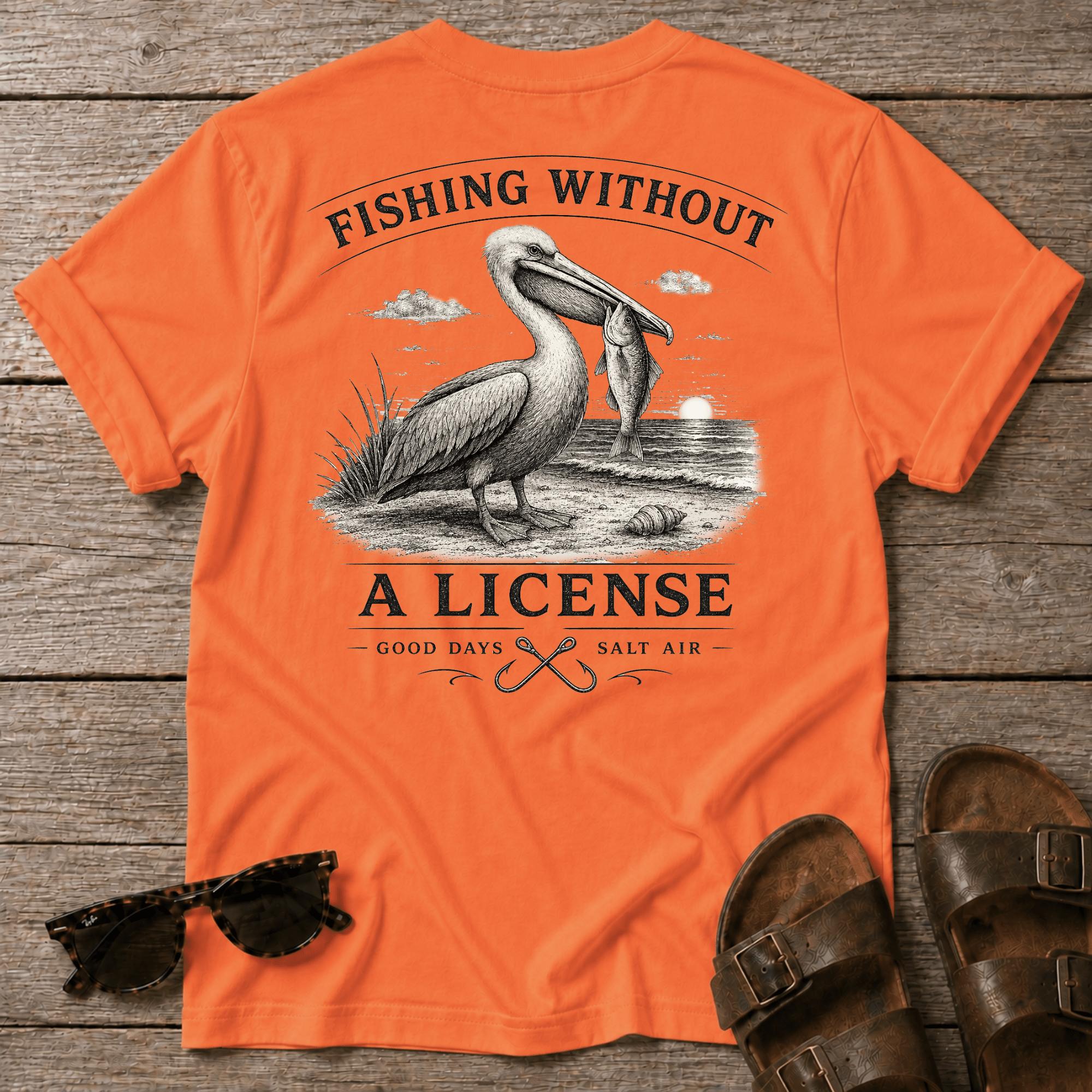 Fishing No License Pelican BACK DESIGN