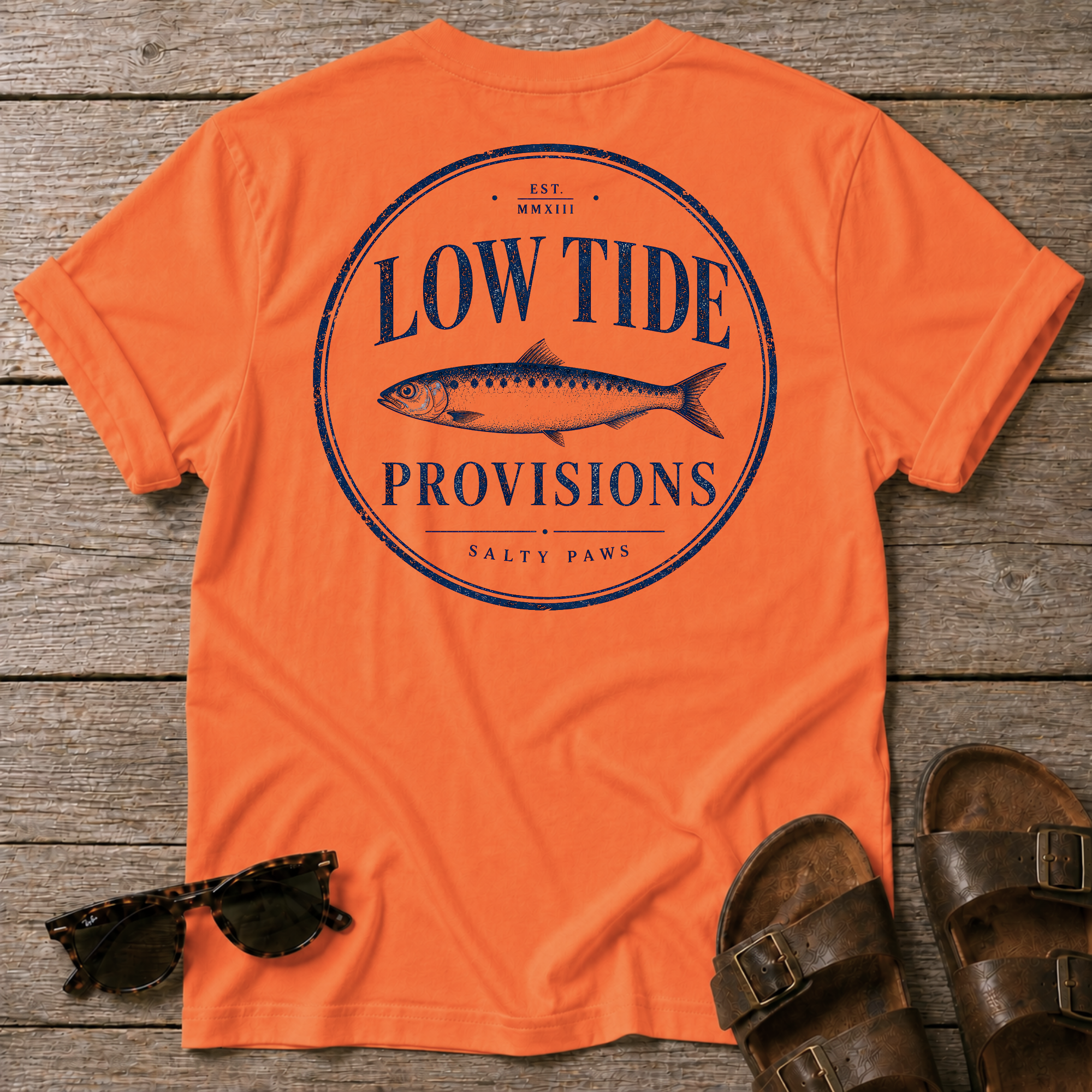 Low Tide Provisions Fish  BACK DESIGN T-Shirt