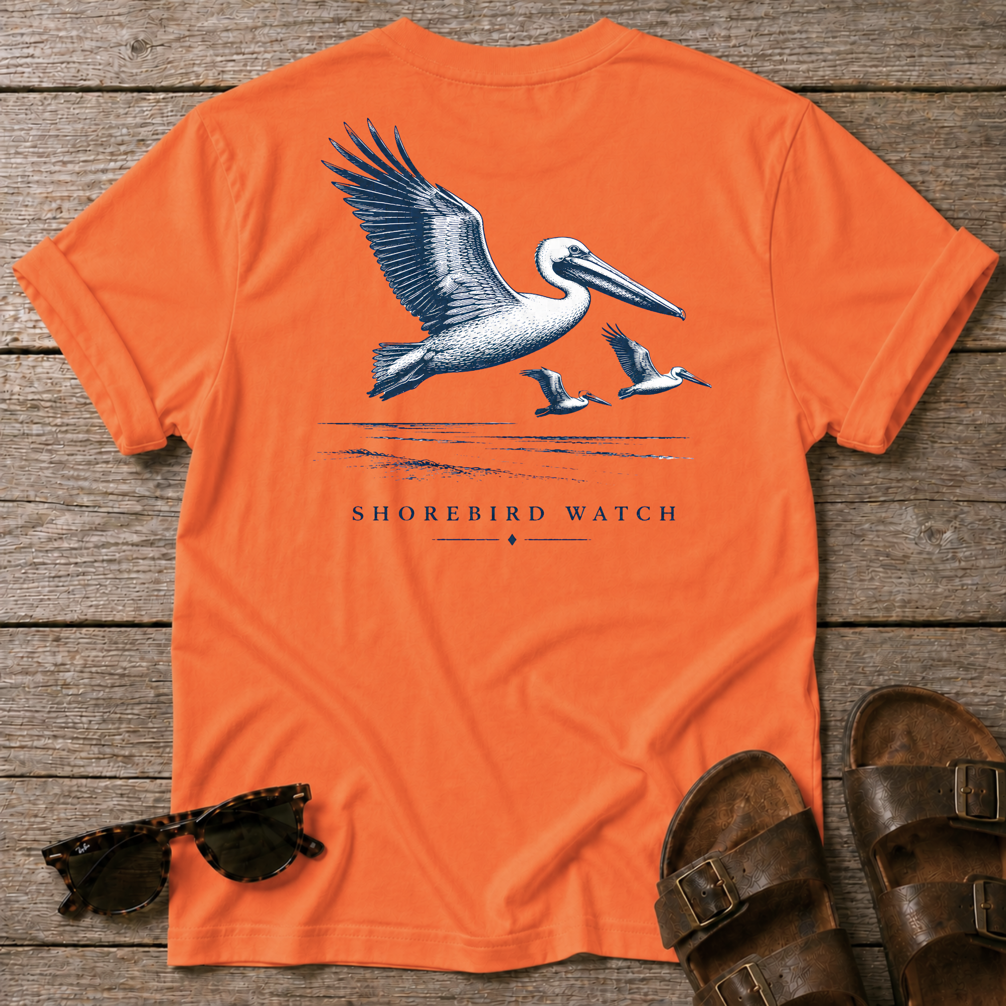 Pelican Shorebird Watch BACK DESIGN T-Shirt