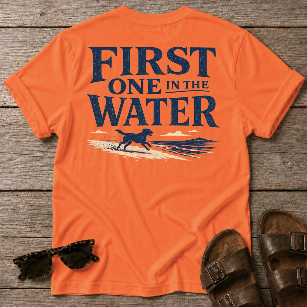 First One in the Water Dog BACK DESIGN T-Shirt