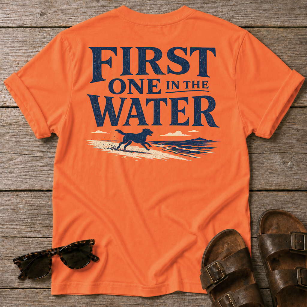 First One in the Water Dog BACK DESIGN T-Shirt