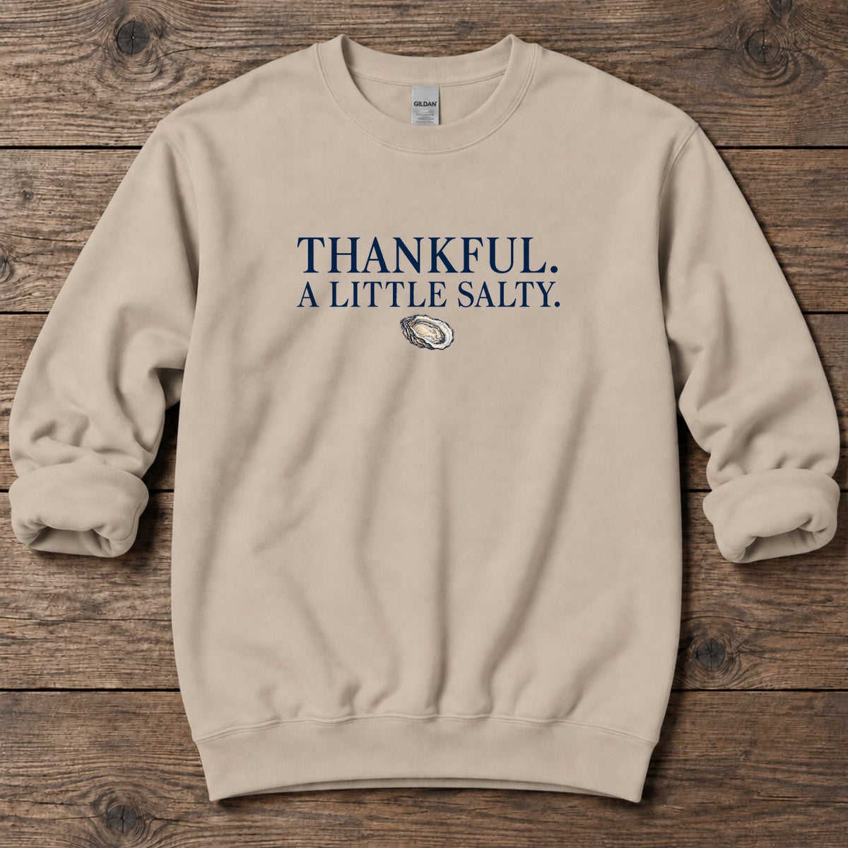 Thankful A Little Salty Midweight Sweatshirt in Sand, Salty Paws coastal sweatshirt