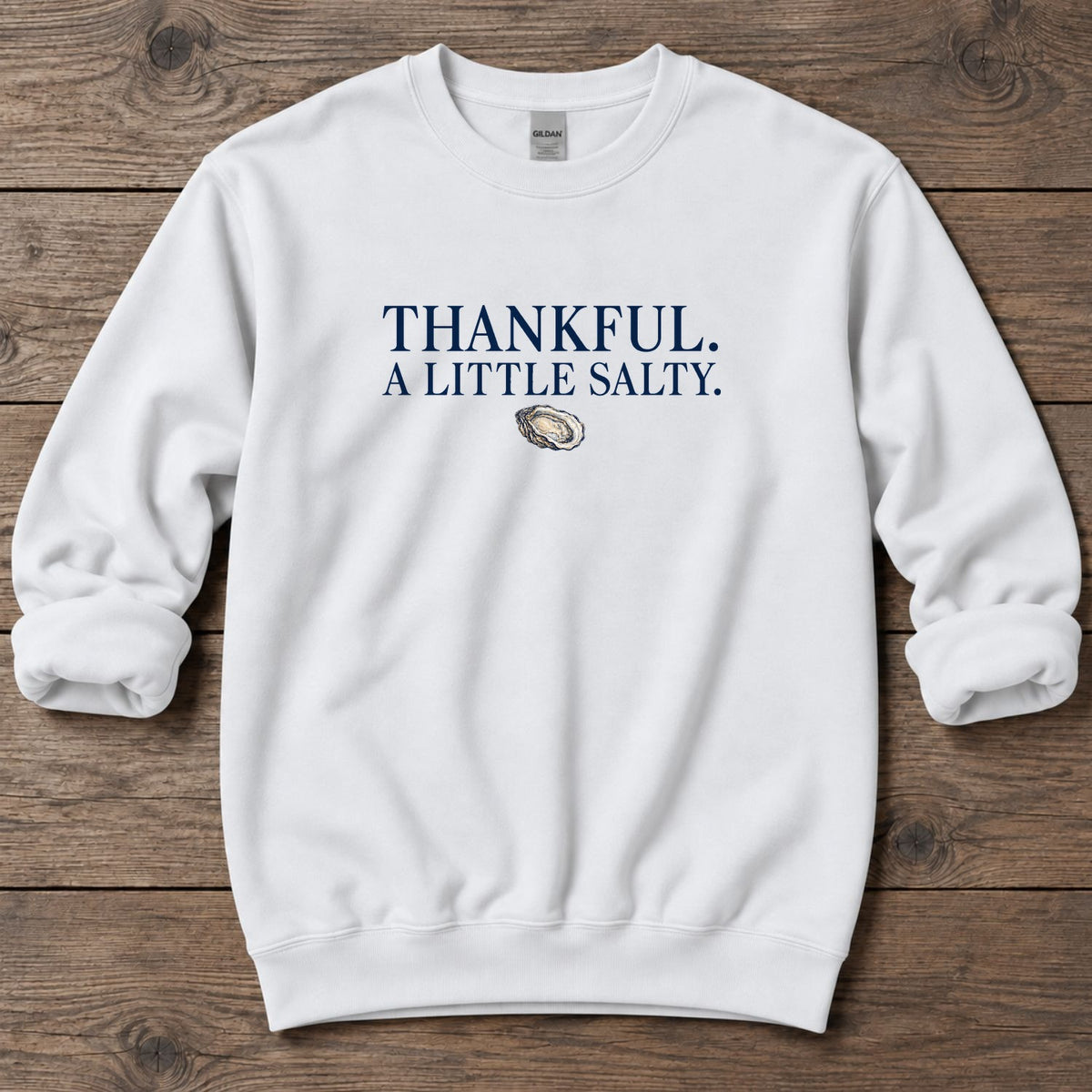 Thankful A Little Salty Midweight Sweatshirt in White, Salty Paws coastal sweatshirt