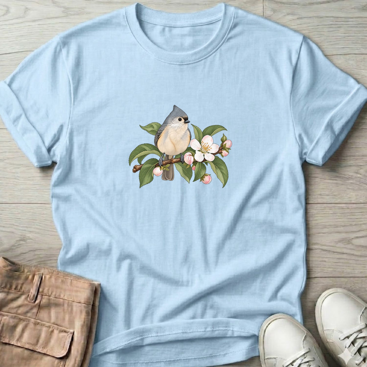 Titmouse Blossom T-Shirt in Light Blue