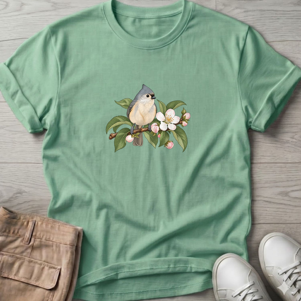 Titmouse Blossom T-Shirt in Mint Green