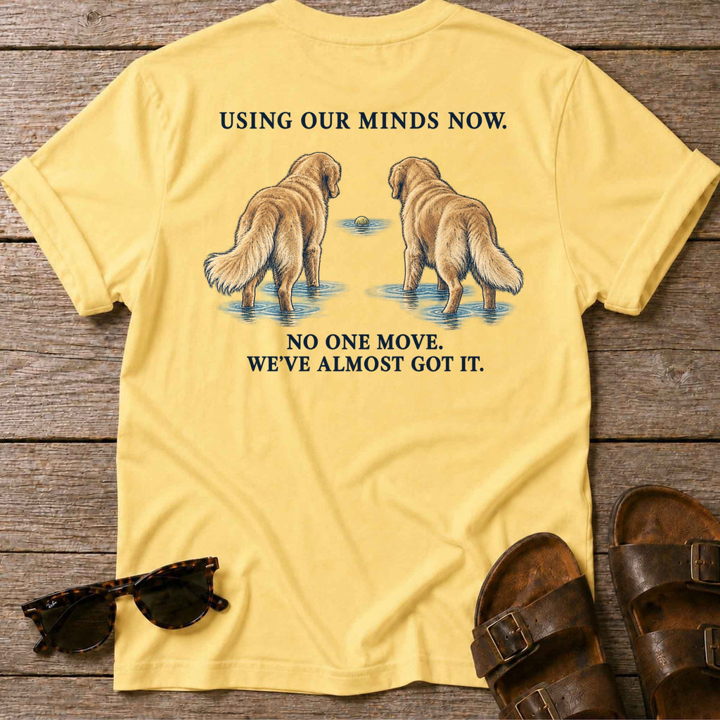 Using Our Minds Now Back Design T-Shirt in Daisy, back view