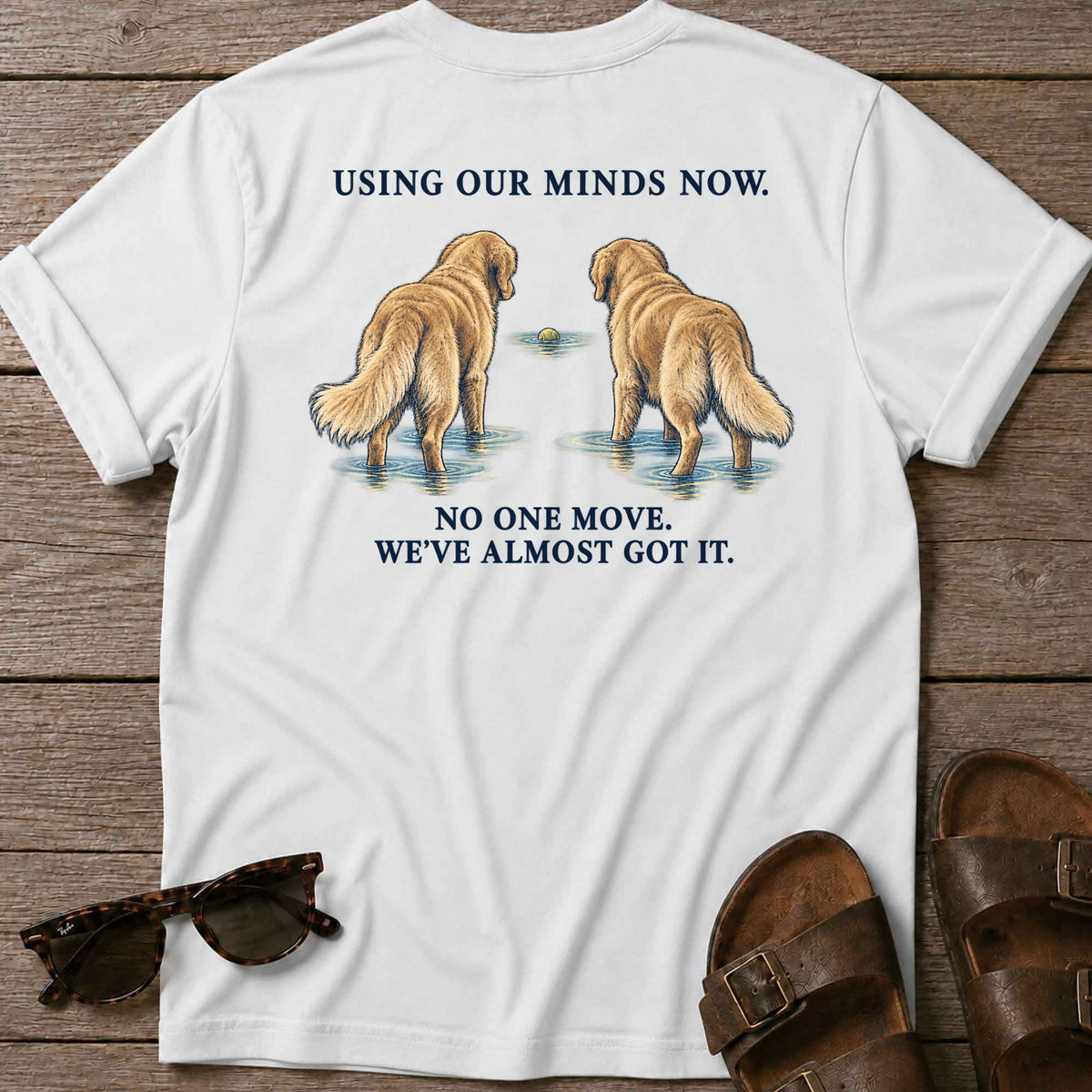 Using Our Minds Now Back Design T-Shirt in White, back view