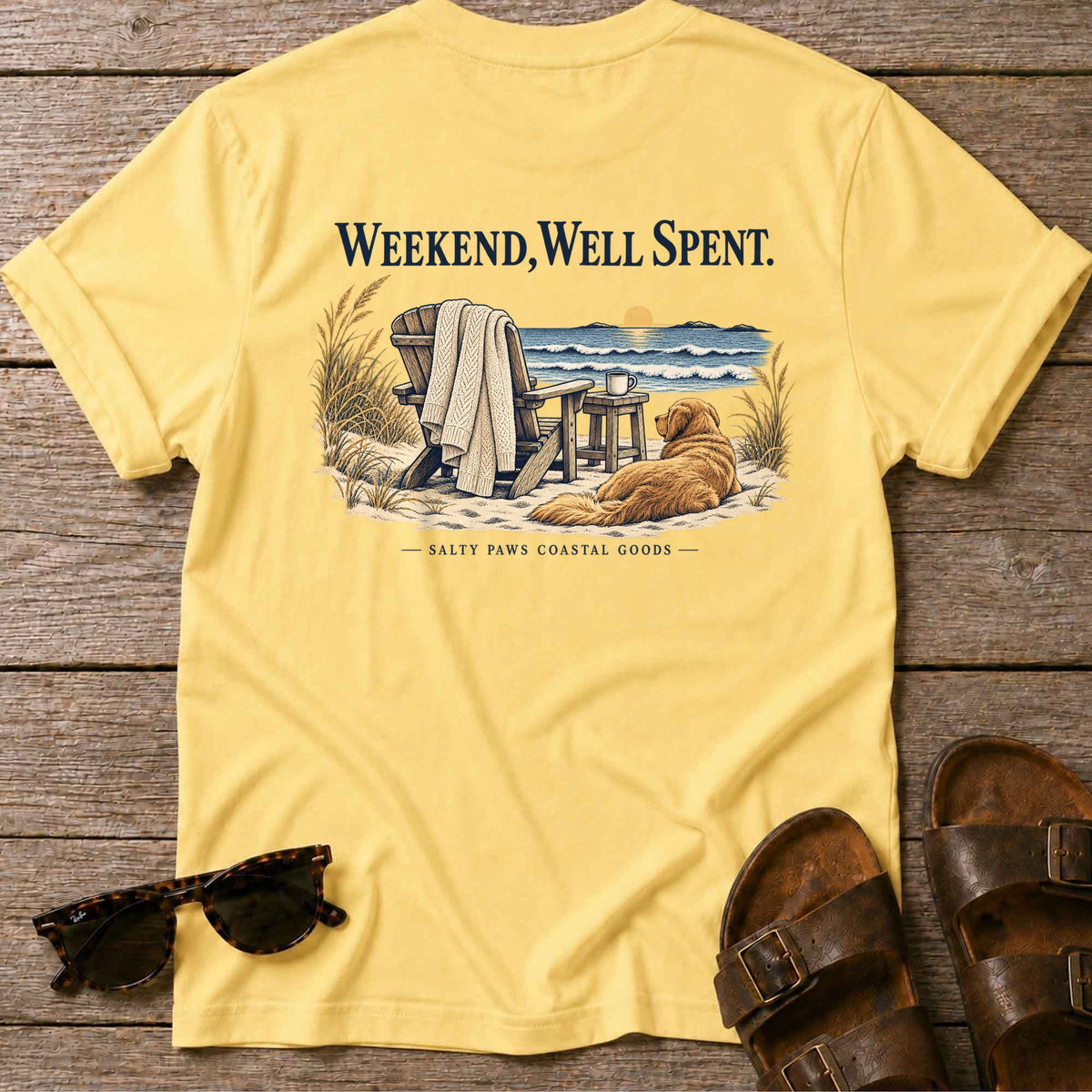 Weekend, Well Spent Back Design T-Shirt in Daisy, back view