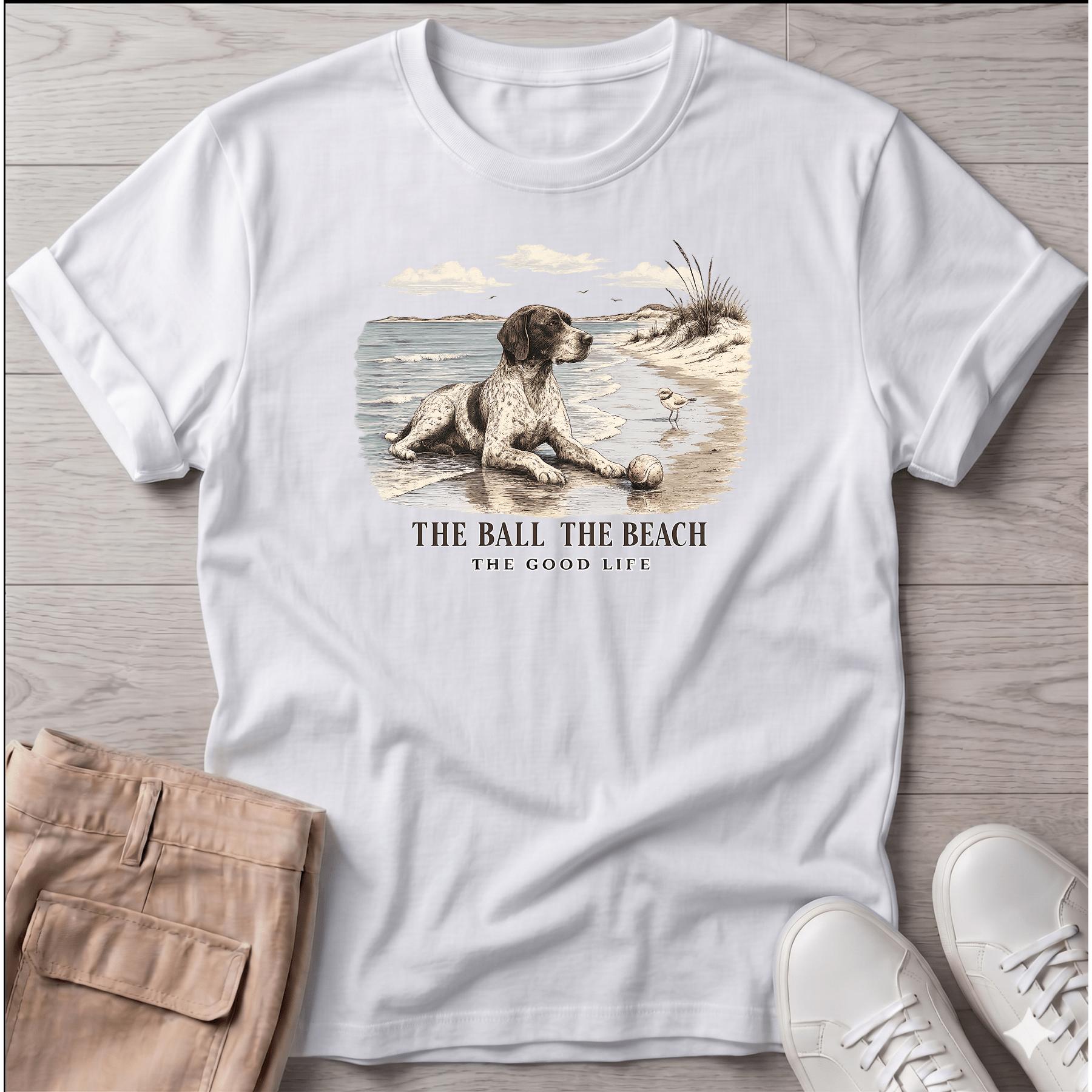 Ball Beach & Shorthair Pointer Dog T-Shirt