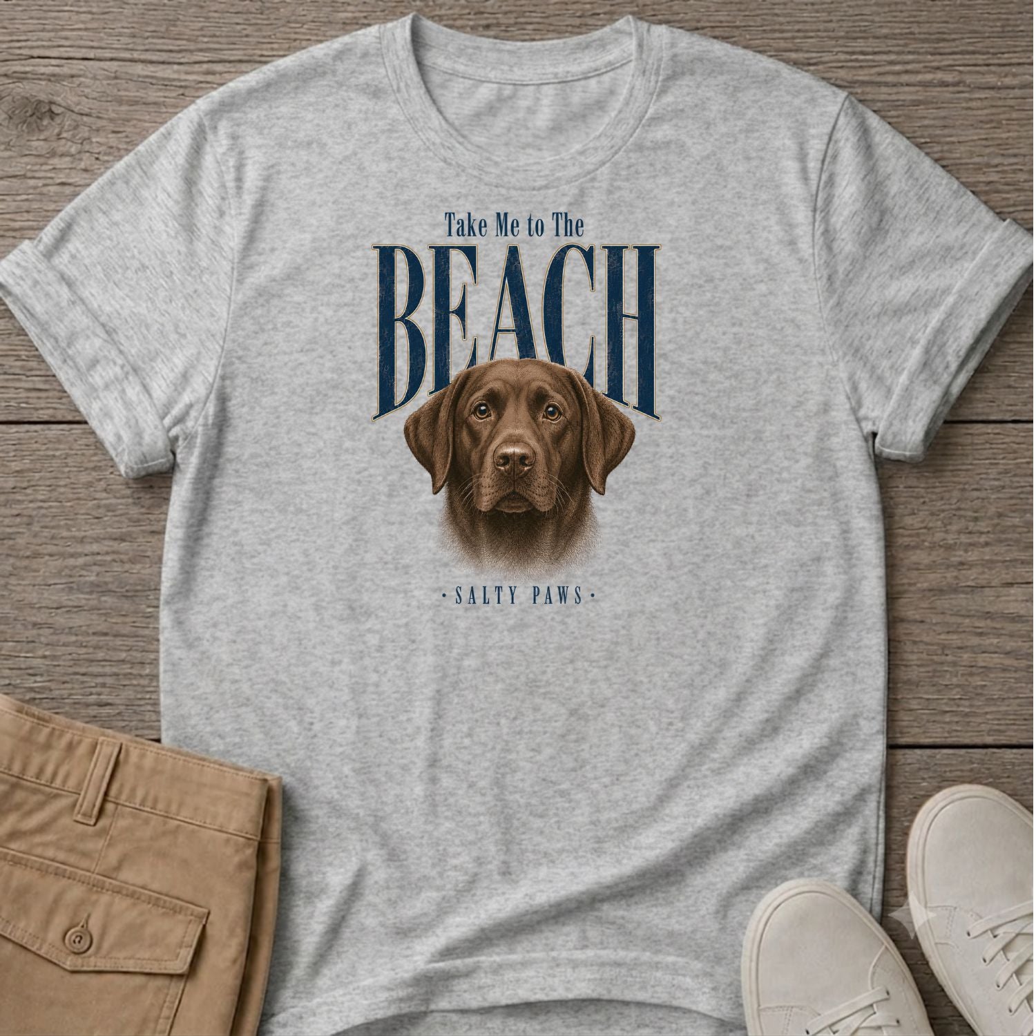 Chocolate Labrador Take me to the Beach Dog T-Shirt