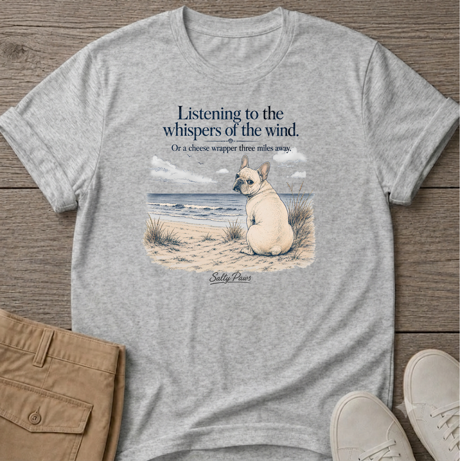 Listening Frenchie (cheese wrapper) T-Shirt