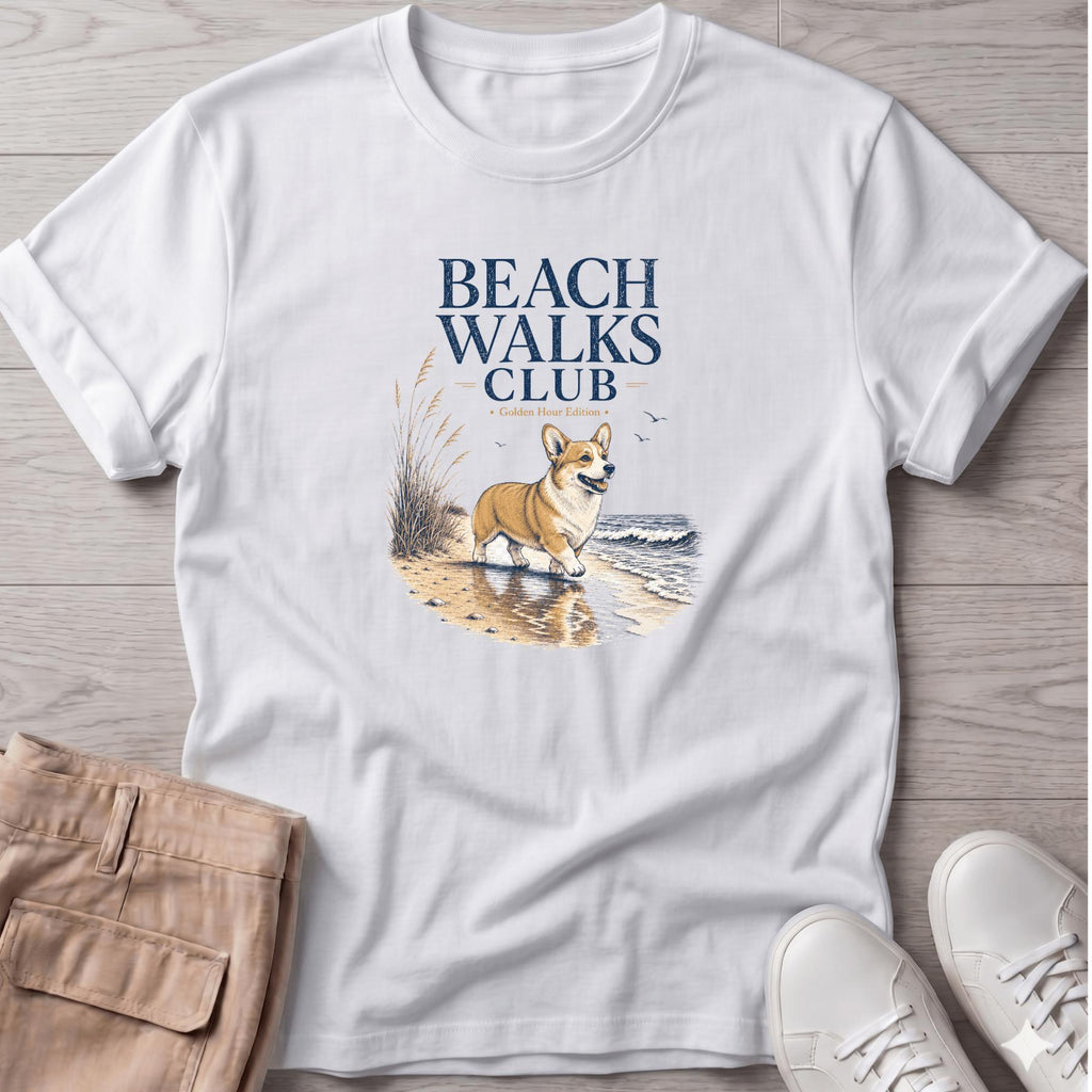 Corgi Beach Walks Club T-Shirt Vacation