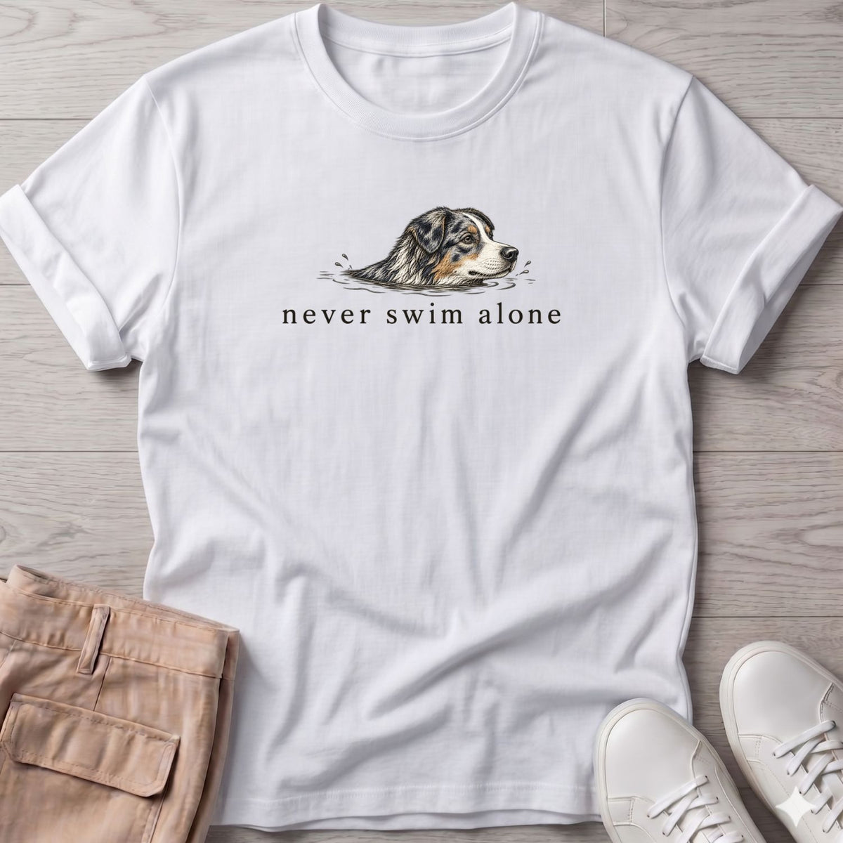 Never Swim Alone Aussie BACK T-Shirt