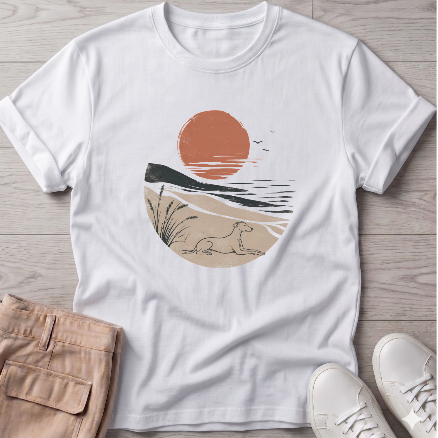 Abstract Greyhound Beach T-Shirt