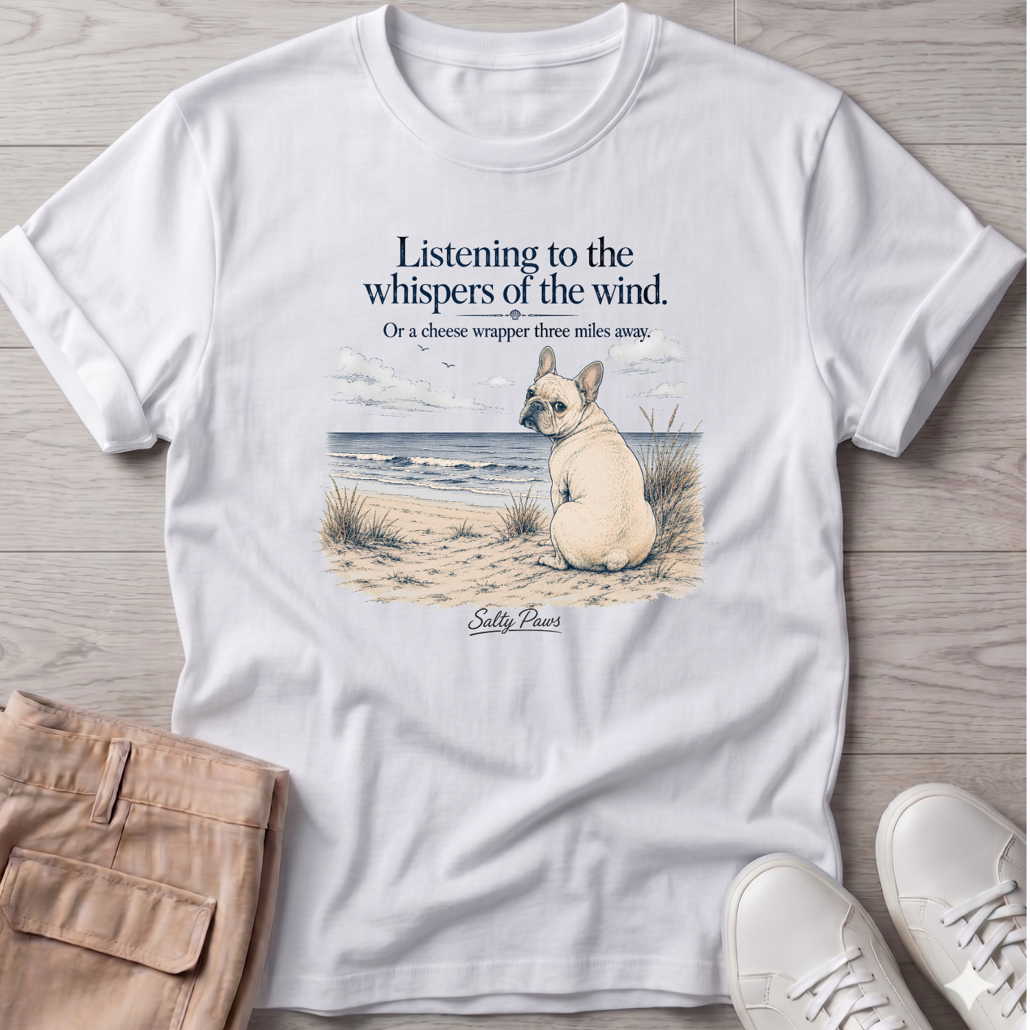 Listening Frenchie (cheese wrapper) T-Shirt