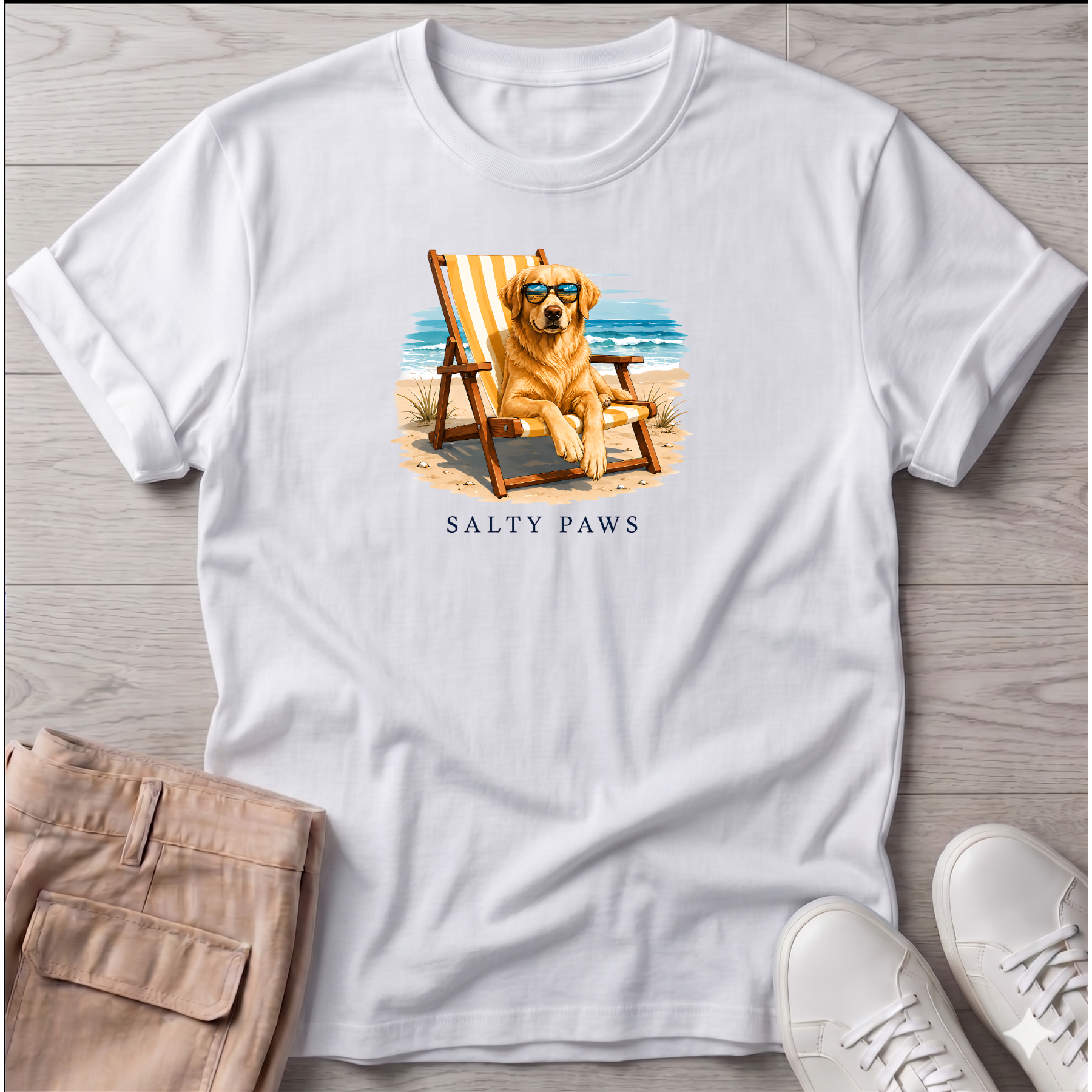 Golden Retriever Beach Chair Dog T-Shirt