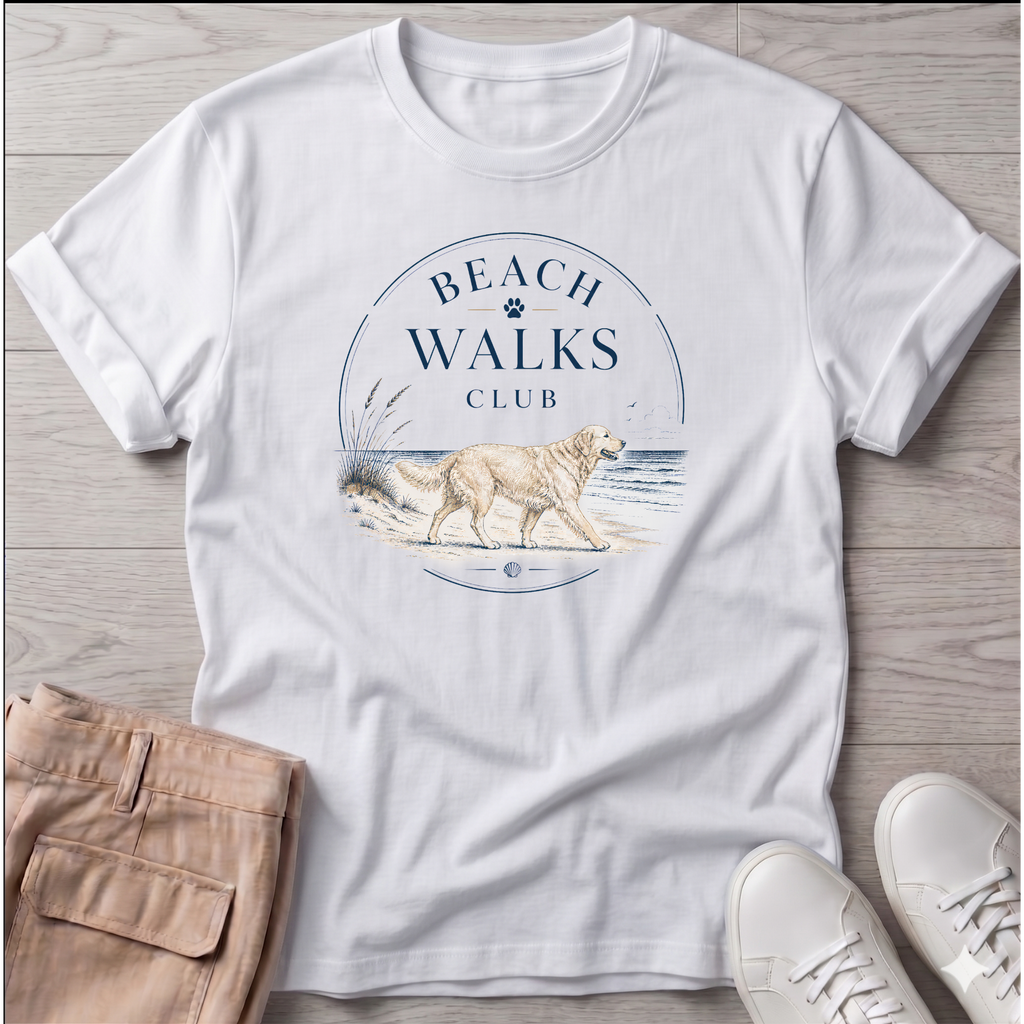 Beach Walk Golden Retriever T-Shirt