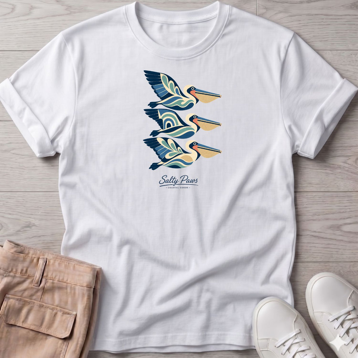 3 Pelicans Illustration T-Shirt