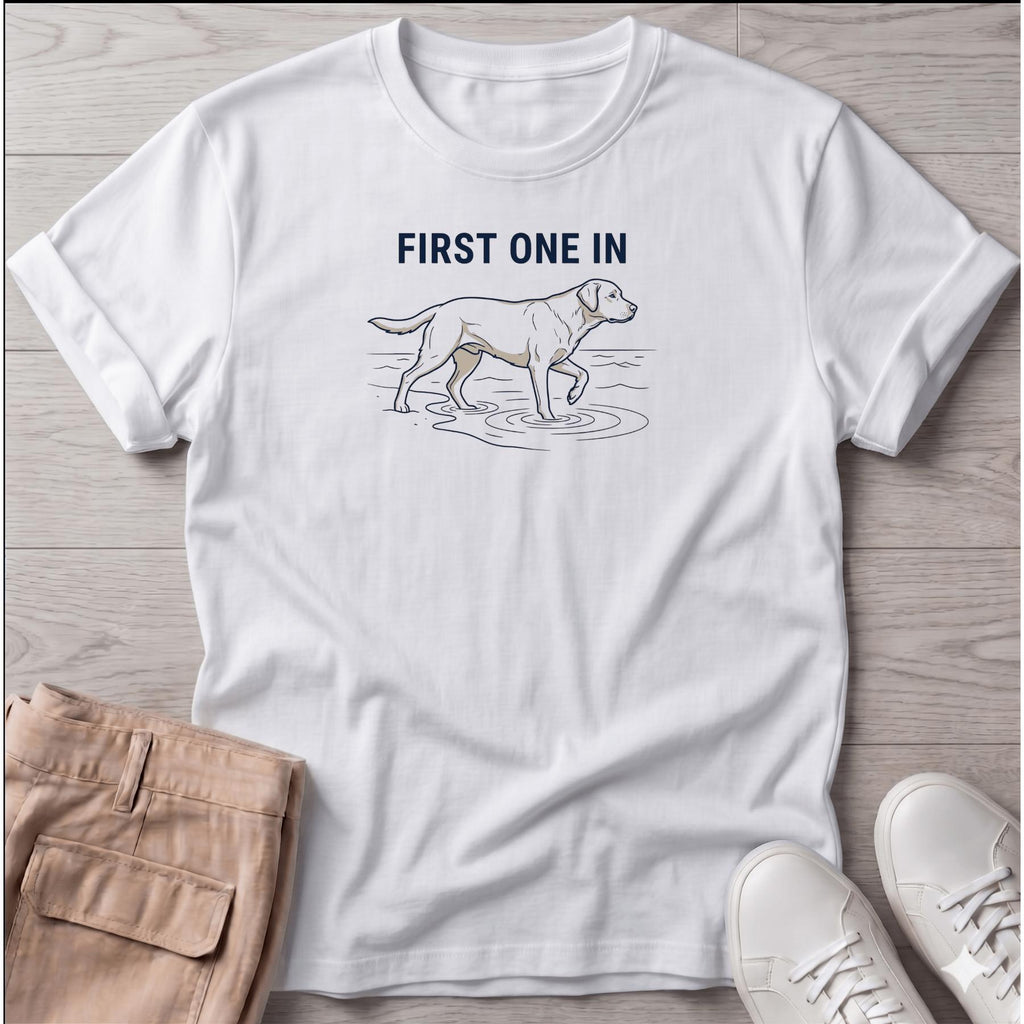First One In Labrador Lab T-Shirt - dog lover coastal t-shirt, Salty Paws