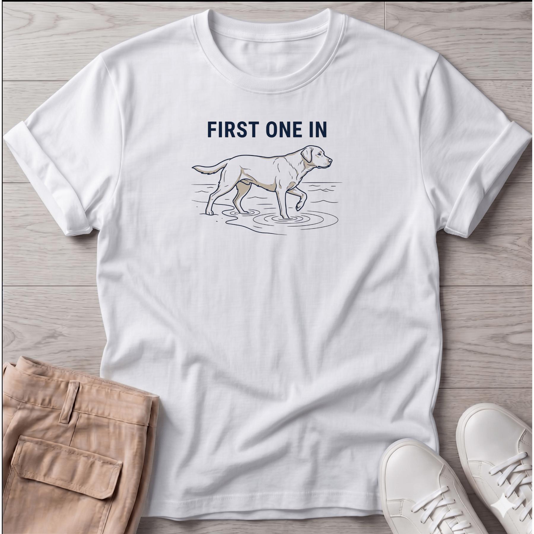 First One In Labrador Lab T-Shirt - dog lover coastal t-shirt, Salty Paws