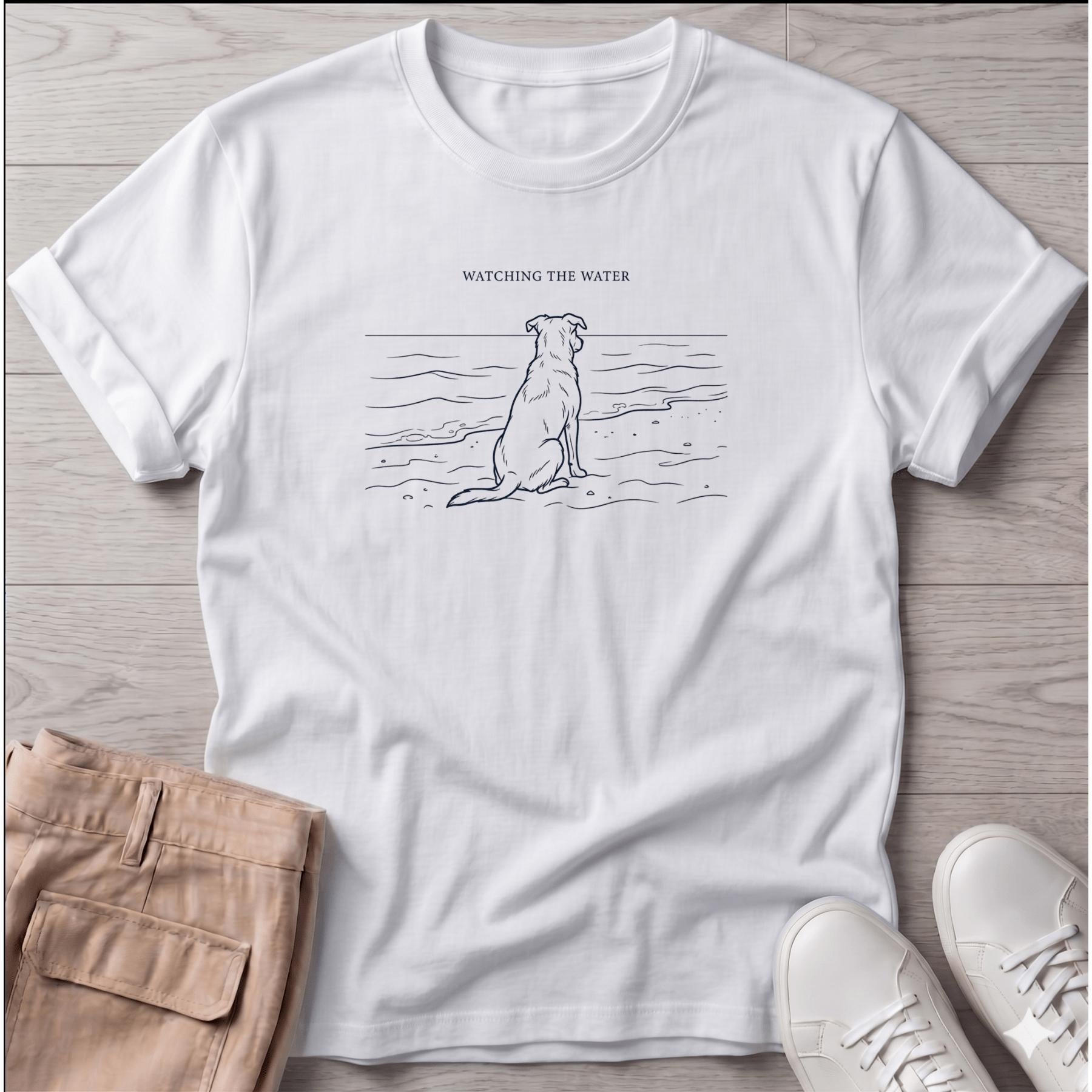 Watching Water Dog T-Shirt - dog lover coastal t-shirt, Salty Paws