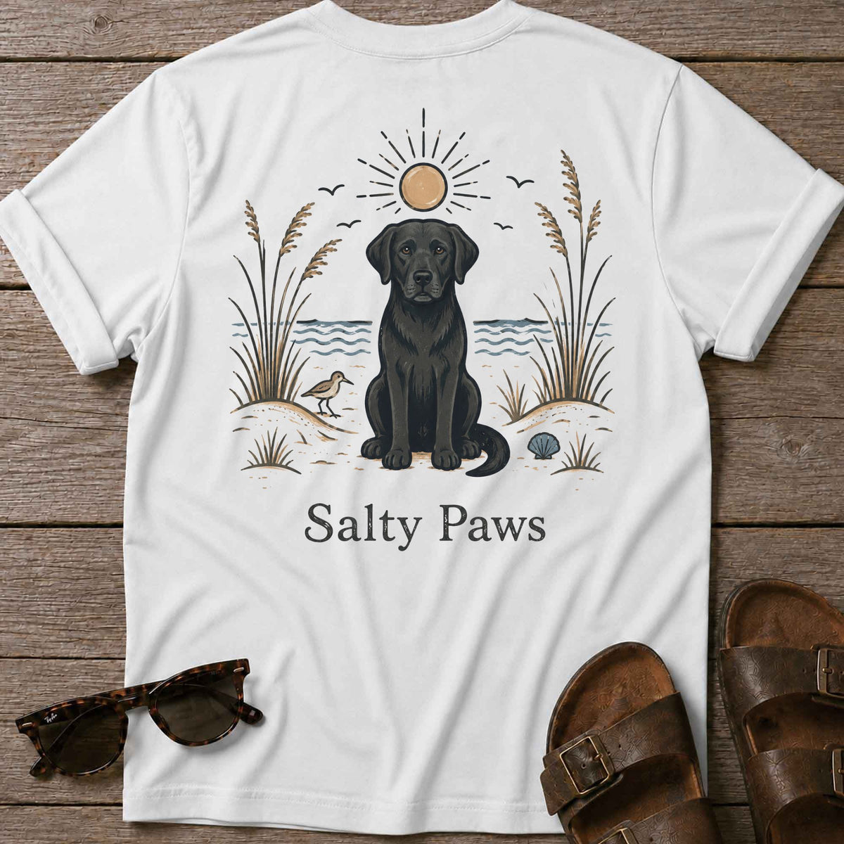 Black Lab Sunshine Back Design T-Shirt